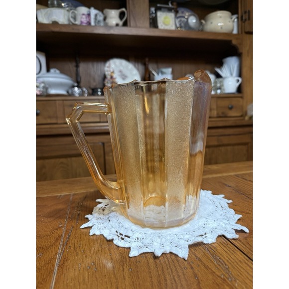Jeannette Other - Vintage Iridescent Carnival Glass Pitcher In Marigold Color